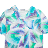 ROLANGE MONDER Womens Printed Shirt Blue Collared Crazy Pattern M