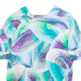 ROLANGE MONDER Womens Printed Shirt Blue Collared Crazy Pattern M