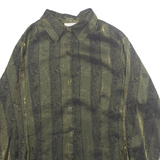 KATHIE LEE Womens Printed Shirt Green Collared Long Sleeve Crazy Pattern S