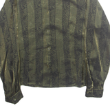 KATHIE LEE Womens Printed Shirt Green Collared Long Sleeve Crazy Pattern S
