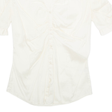 PETRUCCIOLI Womens Top Cream V-Neck Silk M