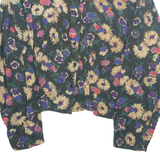 MISS LEOFRIC Womens Printed Blouse Green Long Sleeve Floral M