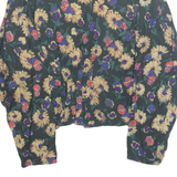 MISS LEOFRIC Womens Printed Blouse Green Long Sleeve Floral M