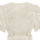 Womens Smock Shirt Beige V-Neck Floral M