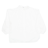 LA MODE STYLE Womens Blouse White Collared Long Sleeve M