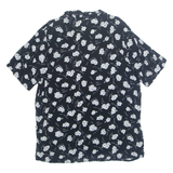 MIXIT Womens Printed Shirt Black Collared Floral L