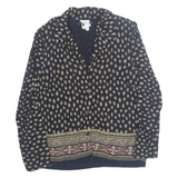 BENTLEY Womens Printed Blouse Black Collared Long Sleeve Crazy Pattern M