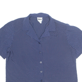 LESLIE FAY Womens Printed Shirt Blue Collared Polka Dot L