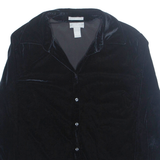 STRETCH Womens Shirt Black Collared Long Sleeve S