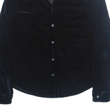 STRETCH Womens Shirt Black Collared Long Sleeve S