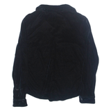 STRETCH Womens Shirt Black Collared Long Sleeve S