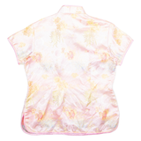 SQUIRREL Womens Printed Top Pink V-Neck Floral L