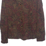 J.D STONE Womens Printed Blouse Brown Long Sleeve Paisley S