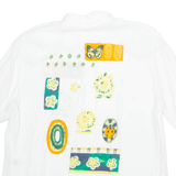 DIVINA Womens Printed Shirt White Collared Viscose Animal Print L