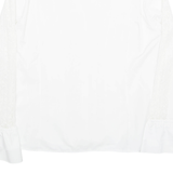 Womens Ruffle Blouse White Collared Long Sleeve M