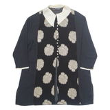 SYCOMORE Womens Oversized Blouse Black Collared Long Sleeve Viscose Fair Isle L