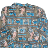 Womens Printed Blouse Green Collared Crazy Pattern L