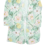 Top Womens Kimono Blouse Green Long Sleeve Floral M