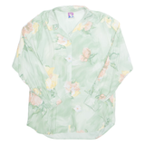 YESSICA Womens Printed Blouse Green Collared Long Sleeve Floral M