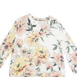 Womens Printed Blouse Beige V-Neck Long Sleeve Viscose Floral S