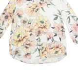 Womens Printed Blouse Beige V-Neck Long Sleeve Viscose Floral S