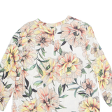 Womens Printed Blouse Beige V-Neck Long Sleeve Viscose Floral S