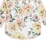 Womens Printed Blouse Beige V-Neck Long Sleeve Viscose Floral S