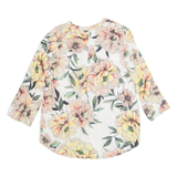 Womens Printed Blouse Beige V-Neck Long Sleeve Viscose Floral S
