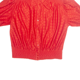 Womens Printed Blouse Red Collared Viscose Spotted M