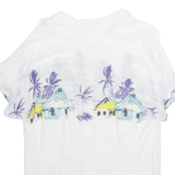 Womens Printed Shirt White Collared Viscose Crazy Pattern L