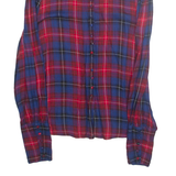 MNG BASICS Womens Printed Blouse Blue Collared Long Sleeve Viscose Check L