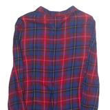 MNG BASICS Womens Printed Blouse Blue Collared Long Sleeve Viscose Check L