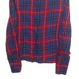 MNG BASICS Womens Printed Blouse Blue Collared Long Sleeve Viscose Check L