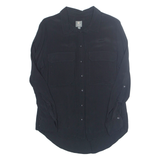 MANOR Womens Blouse Black Collared Long Sleeve Viscose L