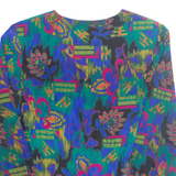 MARIE CLEMENCE Womens Printed Blouse Blue Long Sleeve Floral M