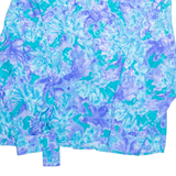 CV Womens Printed Blouse Blue Collared Long Sleeve Floral L