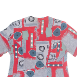 MARIAM Womens Printed Blouse Red V-Neck Crazy Pattern L