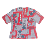 MARIAM Womens Printed Blouse Red V-Neck Crazy Pattern L