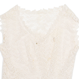 Womens Kimono Blouse Cream V-Neck Sleeveless S