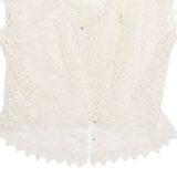 Womens Kimono Blouse Cream V-Neck Sleeveless S