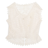 Womens Kimono Blouse Cream V-Neck Sleeveless S