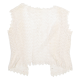 Womens Kimono Blouse Cream V-Neck Sleeveless S