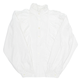 Womens Blouse White Collared Long Sleeve M