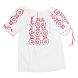 Womens Bardot Shirt White Crazy Pattern M