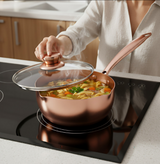 Anygleam Stock Pot Rose Gold Non-Stick Stainless Steel Kitchen Snow Pan Noodle Soup with Lid Cooker Universal Cookware