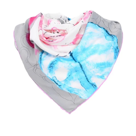 Anyyou Fashion Premium Satin Square Scarf – Grey Pink Silk-Feel Neckwrap for Women