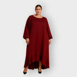 Plus Size Burgundy Leopard Print Jacquard Midi Dress - Aphrodite - Up to UK 22/US 18