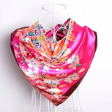 Anyyou Fashion Premium Satin Square Scarf – Dark Pink Silk-Feel Neckwrap for Women