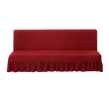 Anyseat Red Armless Futon Slipcover – Stretch Sofa Bed Protector with Ruffle Skirt