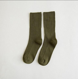 Anyfootwear 5 Pairs One Size 36-43 Green Retro Long Knitted Socks Cotton Autumn Winter Solid Color Warm Socks For Women Girls